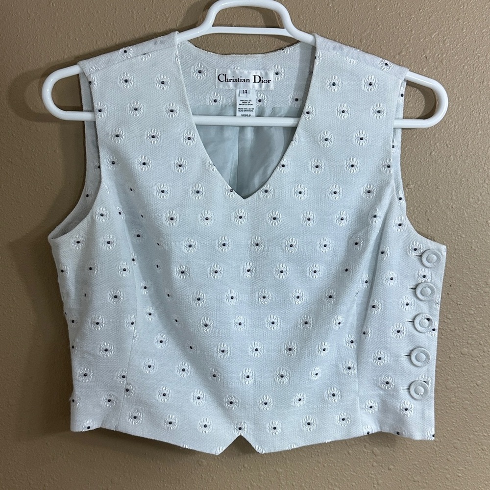 Vintage Christian Dior Light Gray Side Button Vest - Picture 3 of 7